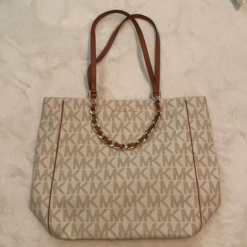 Michael Kors monogram tote with chain detail